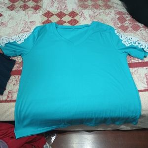 Eachyes Womens Lace Short Sleeve V Neck T Shirts Summer Casual Tops Loose Fit Te